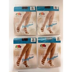 Vintage Fruit of the Loom Ultra Sheer Pantyhose - Coffee - Size B - Lot of 4 NIP